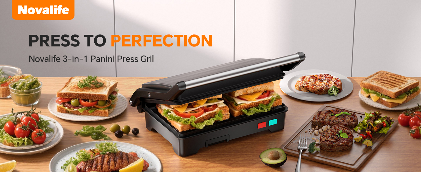 Novalife 3-in-1 Panini Press Gril