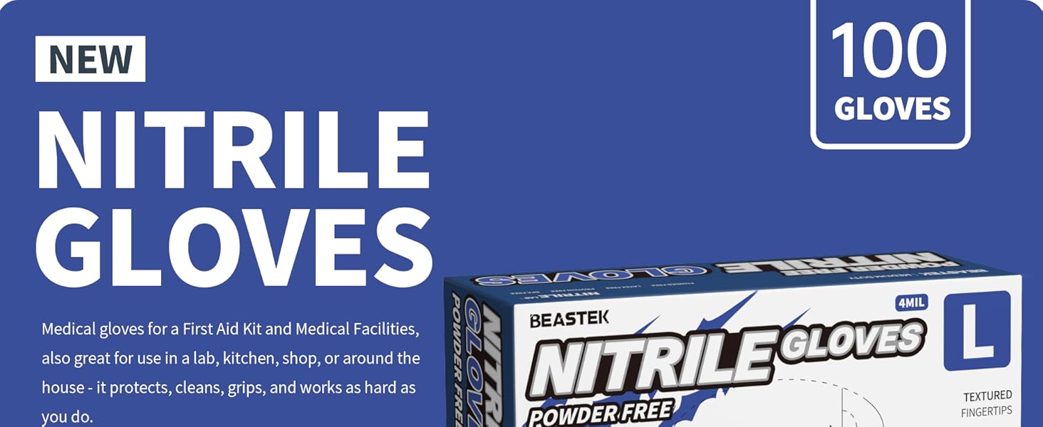 BEASTEK NITRIL GLOVES BLUE VIOLET MEDICAL EXAM GLOVES 4 MIL