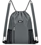 WANDF Drawstring Backpack with Shoulder Pad Sports Gym Backpack with Mesh Pocket String Bag for W...