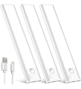 VOZUJI Under Cabinet Rechargeable Lighting: Motion Sensor Dimmable Lights Indoor - Battery Operat...