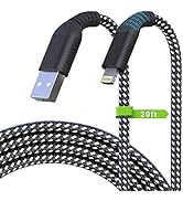 Long iPhone Charger Cord,20FT/6M Lightning Cable [Apple MFi Certified] Nylon Braided 2.4A Fast Ch...