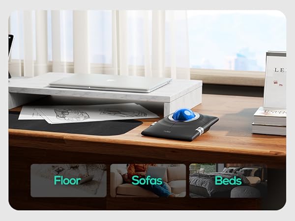 Nulea Wireless Trackball Mouse, Ergonomic 55mm Trackball, Adjustable DPI for Precise Control