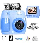 Gofunly Kids Camera Instant Print, Birthday Gifts for Girls Boys with 3 Rolls Print Paper &amp; 32GB ...