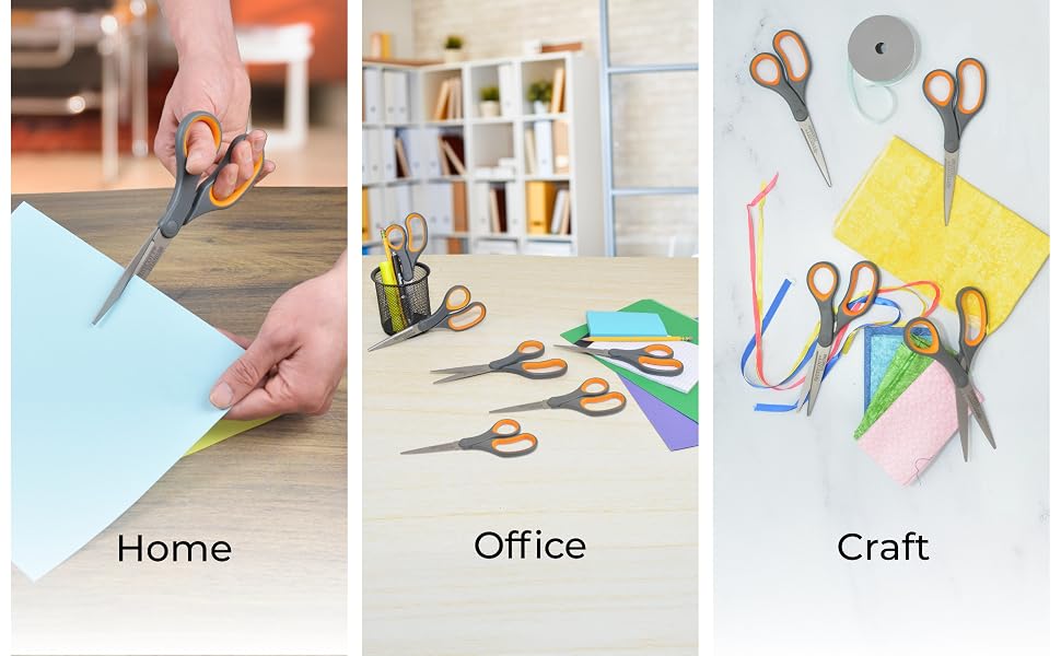 Image of scissors in multiple scenes with text reading home office and craft.