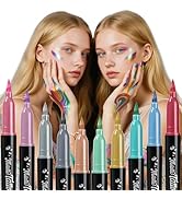 ThEast 10 Colors Face Painting Markers, Metallic Glitter Body Paint Pens, Skin Safe Washable Temp...