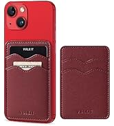 VULKIT Stick on Card Holder Compatible for iphone Leather Cell Phone Wallet Credit Card Case Stro...