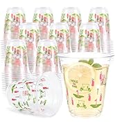 BROWNKNOT 100 Pcs Masters Golf Ball Party Plastic Cups Pink and Green Disposable Cup 12oz Clear L...