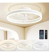 DIAMONDFORGE Ceiling Fans with Lights and Remote Fandelier 20''- Low Profile Modern - Flush Mount...