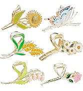 6 Pcs Flower Claw Clip Metal Hair Clips for Women&amp;Girls Large Tulip Hair Claw Clips Nonslip 6 Sty...