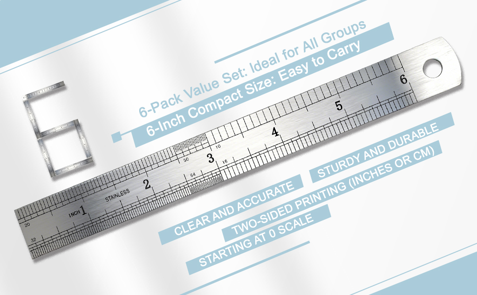 stainless steel rulers 6 pack 6inch 15cm
