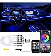 Jushope Interior Car LED Strip Lights with Wireless APP and Remote Control, RGB 6 in 1 Ambient Li...