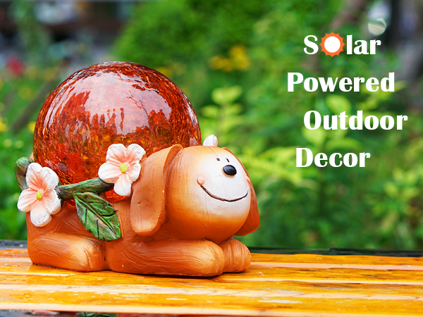 Garden Puppy Statues Outdoor Decor, Solar Lights Outdoor Statue