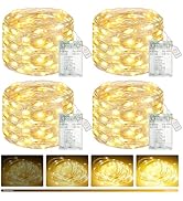 btfarm 4 Pack Fairy Lights Battery Operated with Timer, 16.4 FT 50 LED Silver Wire Twinkle String...