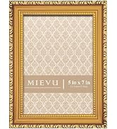 MIEVU 5×7in Picture Frame Gold, Picture Frames for Wall Hanging And Tabletop Display, Ornate Phot...