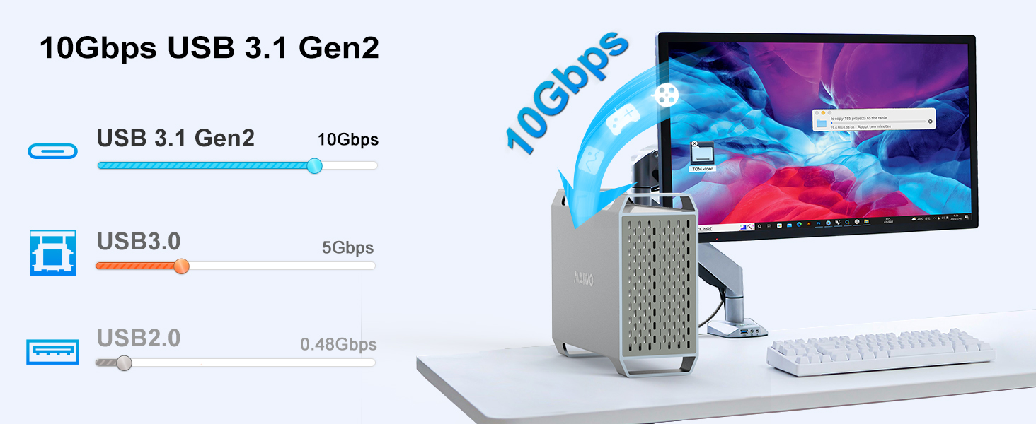 maiwo 2 bay das raid enclosure usb c to 3.5 sata hdd enclosure dual bay