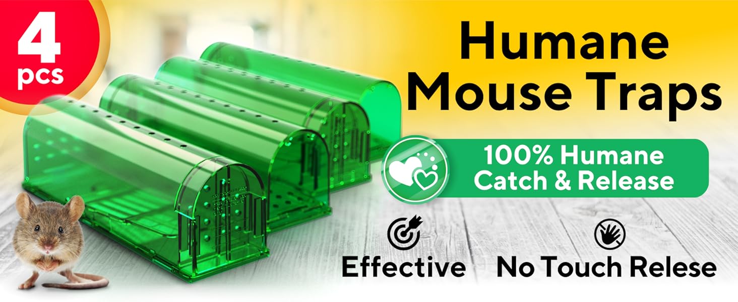 Humane Mouse Traps - 100% Humane, Catch &amp;amp; Release