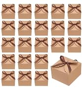 PH PandaHall 30PCS Kraft Paper Gift Boxes 3.5x3.5x2.3inch Foldable Box with Dark Brown Ribbon Par...