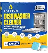 Bastion Dishwasher Cleaner Tablets - Lemon-Scented, Heavy Duty Cleaning, 12-Month Supply (24 Tabl...