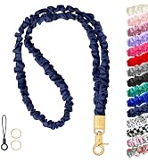 YANTHKEY Cute Stretchy Scrunchie Neck Lanyards for ID Badges &amp; Keys | Cool Ultra-Thin Key Lanyard...
