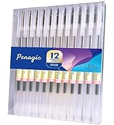 Penagic - Gel Pens 12 Count, Black Ink, Ball Point Pens Fine Point, 0.5 mm Ink Pen, Note Taking P...
