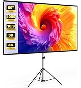 Projector Screen with Stand, TWjouko 80 Inch Indoor Projection Screen, Tripod Portable Projector ...