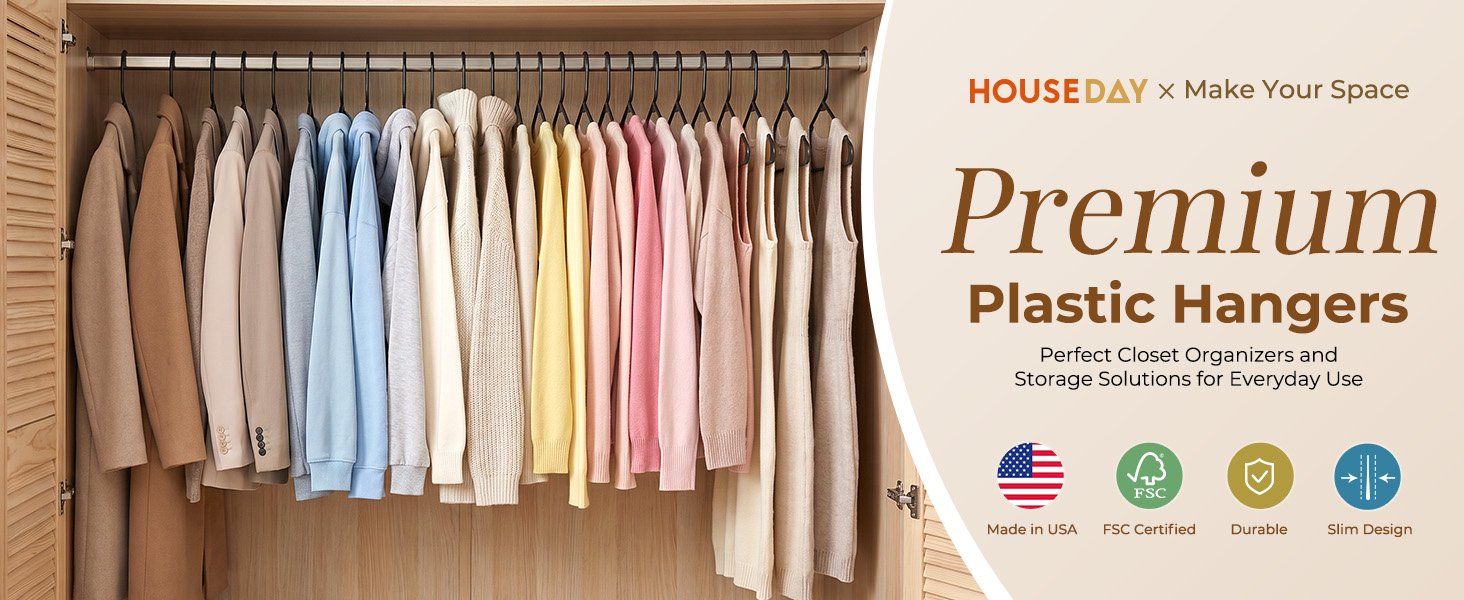 Spring outfit on black hanger 50 Pack: light coat and floral blouse. hangers keeps straps secure