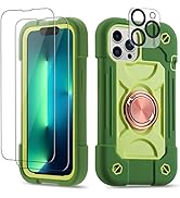 Cookiver for iPhone 13 Pro Max Case 6.7 Inch with Ring Stand, with 2 Pack Glass Screen Protector ...