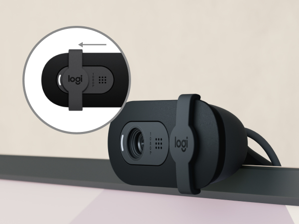zoom of brio 100 full hd webcam for meetings and streaming with privacy cover