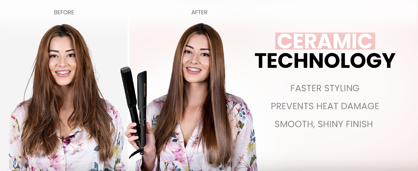ELLA BELLA Ceramic Flat Iron Hair Straightener Professional Straightening Iron Digital Display