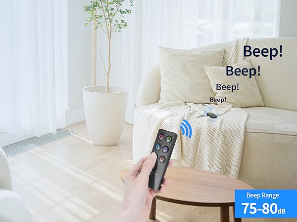 Esky Ultra Slim Key Finder, TV Remote Finders Locator with 80dB Sound 6 Receivers Wallet Trackers