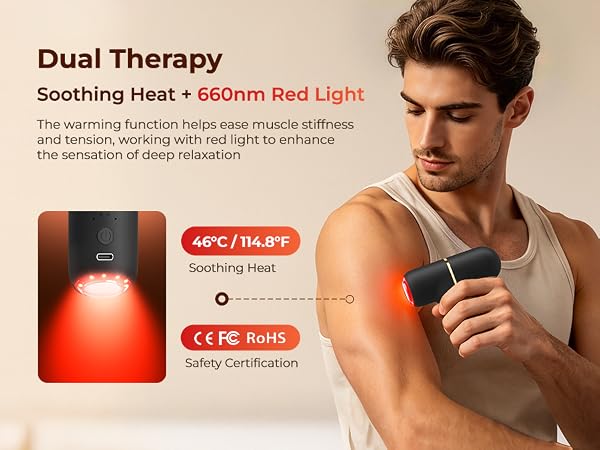 mini massage gun with 660nm heat red light therapy