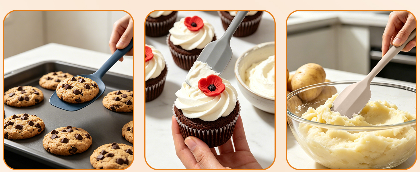 Silicone spatula for baking, lifting cookies, frosting cupcakes, mashing potatoes