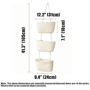 AARAINBOW Large Fabric Closet Wall Hanging Storage Bag with 3 Pockets