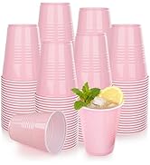 WELLIFE 12 OZ 100 PCS Pink Party Cups Heavy Duty Drinking Cups for Weddings, Valentine’s Day, Gir...
