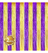 BEISHIDA 2Pcs Purple Gold Door Streamers Congrats Grade 2025 Decoration Backdrop Foil Fringe Tins...