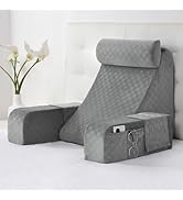 Vekkia Reading Pillow for Adults – Ergonomic 45° Wedge Back Support Chair for Sitting in Bed, XL ...