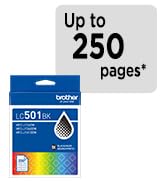 Brother Genuine LC501BK Black Standard Yield Ink: Up to 250 pages*