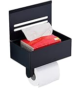 Matte Black Toilet Paper Holder with Flushable Wipes Dispenser, Large Toilet Paper Holder Wall Mo...