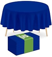 Mulbozy 12 Pack Navy Blue Round Tablecloth, 84 Inches Plastic Table Cover, Premium Disposable Rou...