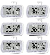 6 Pack Digital Refrigerator Thermometer Fridge Freeze Room Thermometer Waterproof Large LCD Displ...