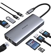 USB C Hub Multiport Adapter, 9-in-1 Laptop USB C Docking Station for Dell/HP Laptop, USB C Dock t...