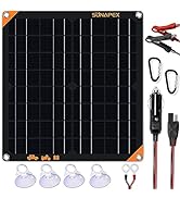 SUNAPEX 20W Solar Car Battery Trickle Charger &amp; Maintainer, 12V Waterproof Solar Panel Trickle Ch...