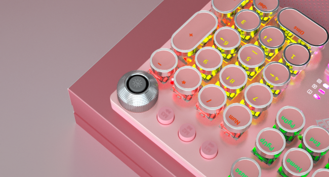 pink keyboard round keys retro mechanical keyboard punk cool vintage mechanical keyboard