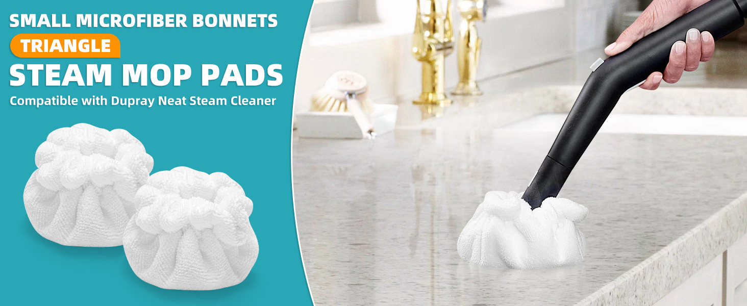 Dupray Small Triangle Bonnets – Reusable Microfiber Cleaning Pads for Steam Cleaners
