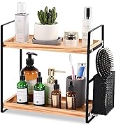 LEMIKKLE Bathroom Organizer Countertop, 2-Tier Wood Organizer Counter Shelf, Vanity Organizer Ski...