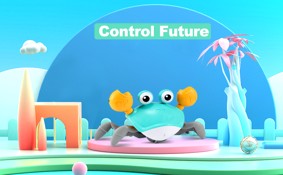 green crawling crab baby toy