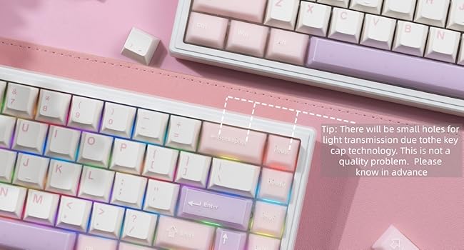 Mechanica Keyboard Keycaps Pink, Jelly PBT Keycaps, Translucent Jade Keyboard Key caps