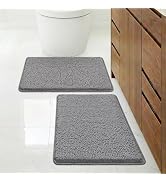 Bcoimo 2pcs Absorbent Bath Mat, Non-Slip with Backing Chenille Bath Rug and Machine Washable Bath...