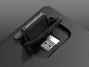 features a foldable kickstand