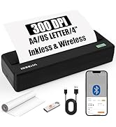 Inkless Portable Printer for Travel, Wireless Thermal Printer Support 8.5 x 11 inch A4/ US Letter...